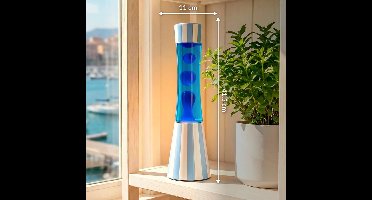 Fisura Grote Design Lavalamp met Blauwe Lava - Streepjes + Reservelamp