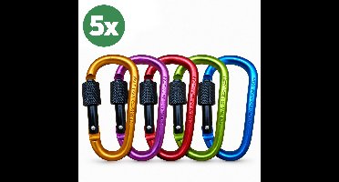 DX - Licht pakket Karabijnhaken - 5 stuks - 8x80mm - Diverse kleuren - Schroefopening