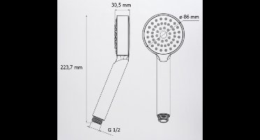 Douchekop Chroom ABS 1 Functie Anti-Kalk Universeel