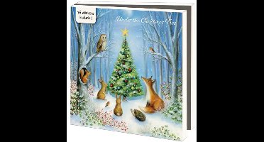 Kerstkaarten 10x - Kaartenmapje met env, vierkant: Under the Christmas Tree, Ileana Oakley - 5 x 2 motieven