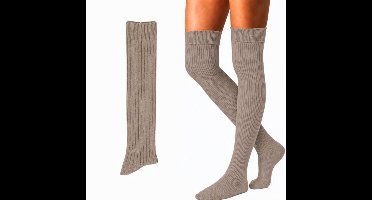 green-goose Cashmere Kniekousen - Hoge Kwaliteit Warme Thermossokken - Licht Bruin - Elegante Kasjmier Sokken Dames - Maat 35-38