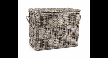 Rotan Mand Met Deksel - Grey - 80x40xH65 cm - Hoog - Handvatten