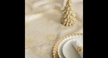 Feeric Christmas Kerst tafelkleed - wit met sneeuwvlokken - 140 x 240 cm - tafellaken kerstdiner
