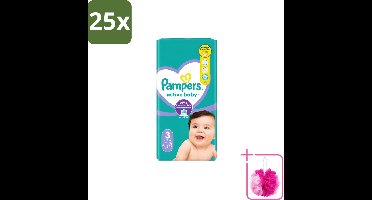 25 x Pampers – Luiers – Active Baby Maat 3 – 54 Luiers - Bulkverpakking - Baby luiers - Douchemop - Droge nachten