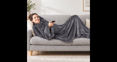 Out of the Blue - deken met mouwen - fleece plaid - mét zak voor kruik