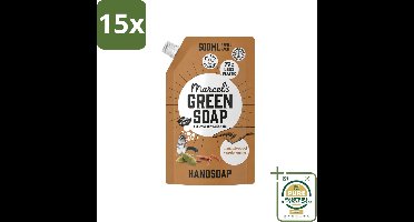 15 x Marcel’s Green Soap – Handzeep Navulling – Sandelhout & Kardemom – 500 ml - Wasstrips - Handzeep Navulling - Sandelhout En Kardemom - Natuurlijke Handzeep - Duurzame Handzeep - Geurige Handzeep