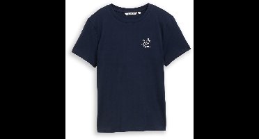 Tom Tailor Denim - T-shirt met borduursel - Maat XS - sky captain blue