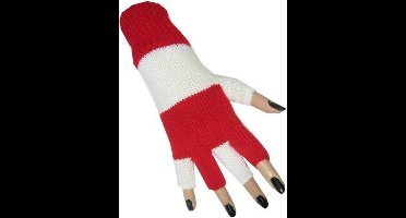 vingerloze handschoenen in rood en wit