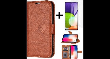 Hoesje Geschikt voor Samsung Galaxy A13 5G (Geen 4G)/Book case/Portemonnee Book case kaarthouder en magneetflipje/A13 5G hoesje kleur Bruin