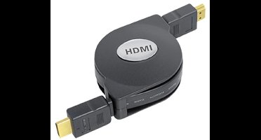 Uittrekbare HDMI kabel - versie 1.4 (4K 30Hz) / zwart - 1 meter