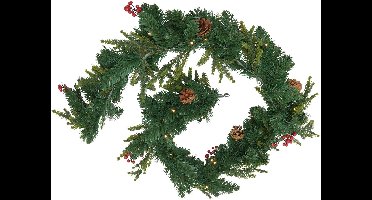 Kerstguirlande, kerstboom met bessen en dennenappels, 180 cm