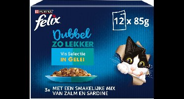 Felix Dubbel Zo Lekker in Gelei - Kattenvoer Natvoer - Vis Selectie - 48 x 85 g