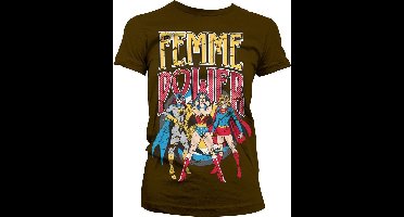 DC Comics Femme Power Girly T-shirt voor dames, bruin