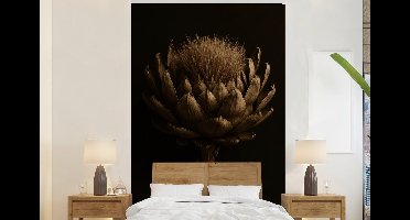 Behang - Fotobehang Donkerbruin - Bloem - Textuur - Artisjok - Breedte 160 cm x hoogte 240 cm