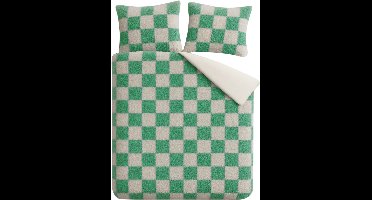Zydante® Dekbedovertrekset Chess Fleece Groen 140x200/220 met 1 Kussensloop