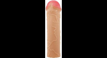 Power Escorts Penis Sleeve Extender – Flesh – 16,5 cm – Vergroting lengte & dikte – Cyberskin – Herbruikbaar