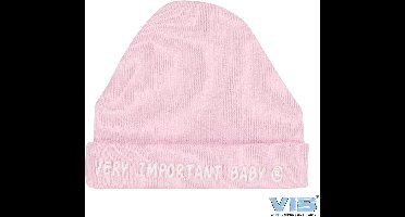 VIB® - Muts rond - Very Important Baby (Roze) - Babykleertjes - baby muts - baby muts newborn - baby mutsje - baby cadeau - kraam cadeau - baby aankodiging