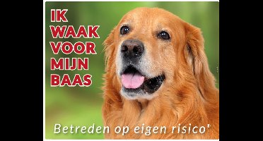 Hovawart Waakbord Blond - Ik waak voor mijn Baas