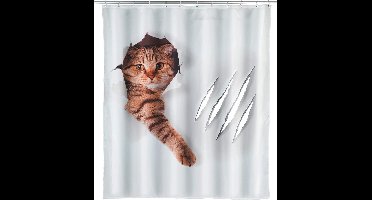 Wenko Douchegordijn Cat - 200x180cm - Polyester - Wit