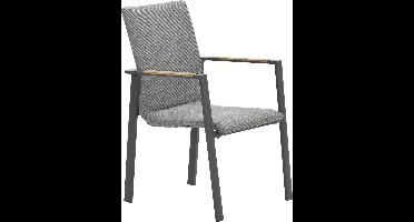 Garden Impressions Ottawa dining stoel - teak look - carbon black/ grijs
