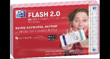 Oxford Flash 2.0 - Flashcards - Geruit 5mm - A7 - Roze rand - 80 stuks