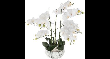 Kunst orchidee - keramische pot - Marmer look - Net echt - hoogte 65 cm
