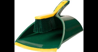 Stoffer & Blik met Grote Opvangbak - Groen/Geel