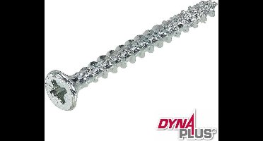 Dynaplus - Unischroef - POZI platkop - Pozidrive2 - 4 x 35 mm - Verzinkt - Voldraad (200 stuks)