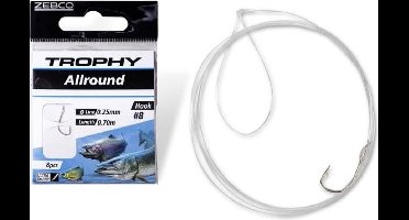 Zebco Trophy Allround Hook-to-Nylon 70cm (8 pcs) Hook Silver - Maat : 6