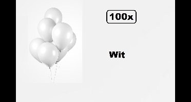 100x Ballonnen wit 27cm - Carnaval thema feest party oud en nieuw festival