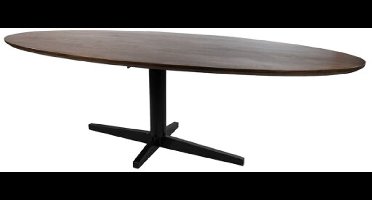 Eettafel Scorpio ovaal zwarte poot Mangohout 220x100 cm - walnoot