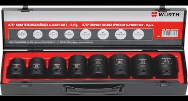 Wurth - 3/4 inch krachtdopsleutel set 8-delig - 3/4 inch krachtdopsleutel set 8-delig x 1 st