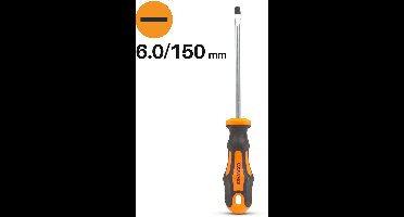 Platte Schroevendraaier 6.0 mm – Sleufschroevendraaier 150 mm – Chroom Vanadium Staal – Antislip Handgreep – Ophangoog [10519]