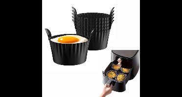 6 stuks - Airfryer accessoires - Airfryer eivorm - Airfryer siliconen bakje - BPA vrij - Geschikt voor alle airfryers - Zwart - 9*9*5.5cm