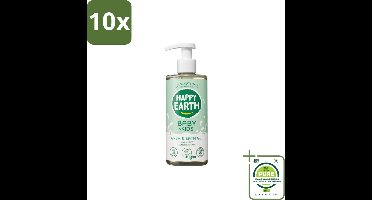 10 x Happy Earth – Was & Badgel – Zeepvrij Baby & Kids – 300 ml - Grootverpakking - Wasgel - Huidverzachter - Babywasgel - Natuurlijke Wasgel - Allergeenvrije Wasgel