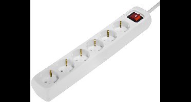 Hama Stekkerdoos met schakelaar - 6-voudig - 1,4m kabel - Wit