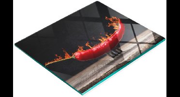 Decoratieve glazen keukensnijplank in de vorm van een chilipeper, 60x52 cm