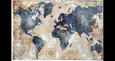 Poster Wereldkaart - 61 x 91,5 - Papier - REINDERS