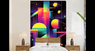 Behang - Fotobehang Abstract - Vormen - Kleurrijk - Lijnen - Breedte 160 cm x hoogte 240 cm