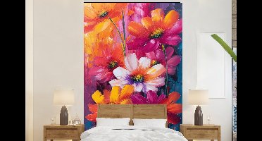 Behang - Fotobehang Felle bloemen - Dynamisch - Levendig - Breedte 160 cm x hoogte 240 cm