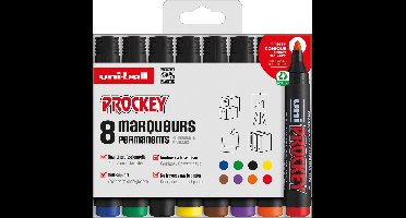 Uni-ball Prockey Permanent Marker Set - Bullet 1,8-2,2 mm - 8 stuks