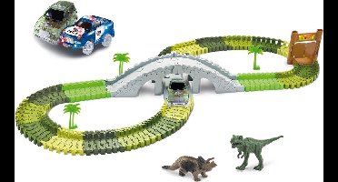 Amewi Magic Traxx Dinopark Racebaan Set - 374-delig met brug - Vanaf 6 jaar