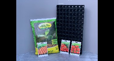 Buzzy® - moestuinzaden - radijs- paprika- wortel - zaaigrond en benodigdheden