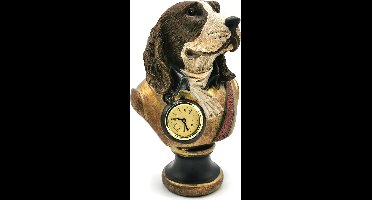 Hond Gekleed als Edelman Decoratieve Buste met Werkende Klok - 25cm