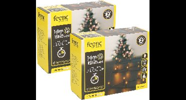 Feeric lights Kerstverlichting - 2x - warm wit - 14 m- 192 led lampjes - zwart snoer - batterij