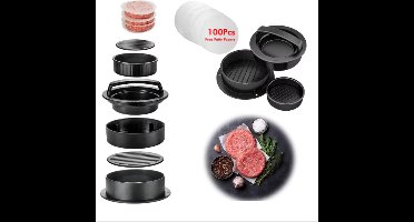 Scoby - Hamburgerpers - 3-in-1 BBQ Tool - Meat Press - Perfect Grill Accessoire - Inclusief 100 Waxvellen - Ø 12 cm - Zwart