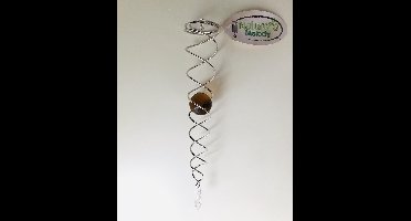 Nature's Melody Crystal Vortex Spinner Wind Spinner Kristal staart 35cm met amber kl. glazen kogel van 4cm ,De beste kwaliteit ! wind vanger, Twister ,Hoogwaardige RVS spiraal