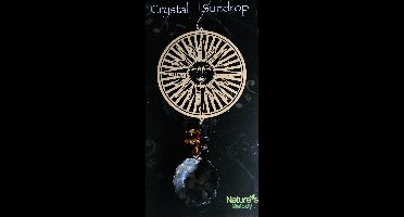 Nature's Melody Spinner COSMO HANGER ZON  9.5cm MET CRYSTAL SUNDROP kristal glas eronder 41CM De lengte is gemeten van de ophangdraad tot en met de onderkant van het glas.