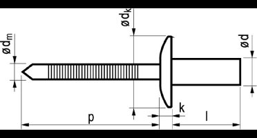 Masterfix Popnagel 4,8x12mm GWD - RVS(A2)/RVS(A2) (Per 500 stuks)