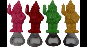Stoobz kabouter fuck you flesopener set van 4 - bieropener - stoute kabouter - kabouter met middelvinger